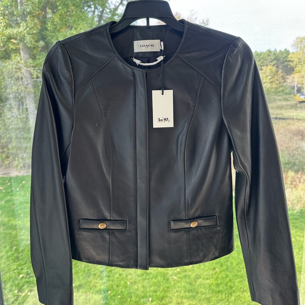 Coach Women's Sleek Black Leather Jacket